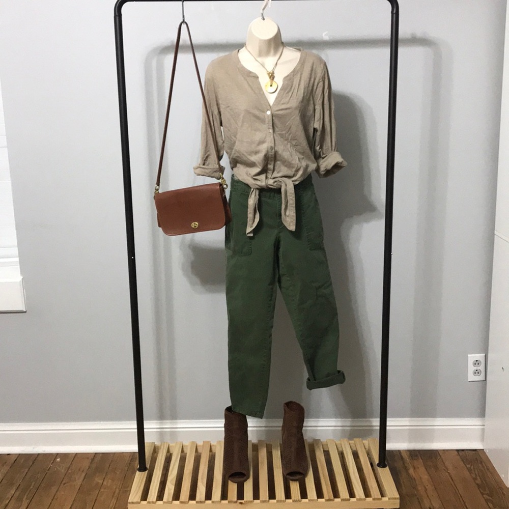 3/4 sleeve button-up tie top